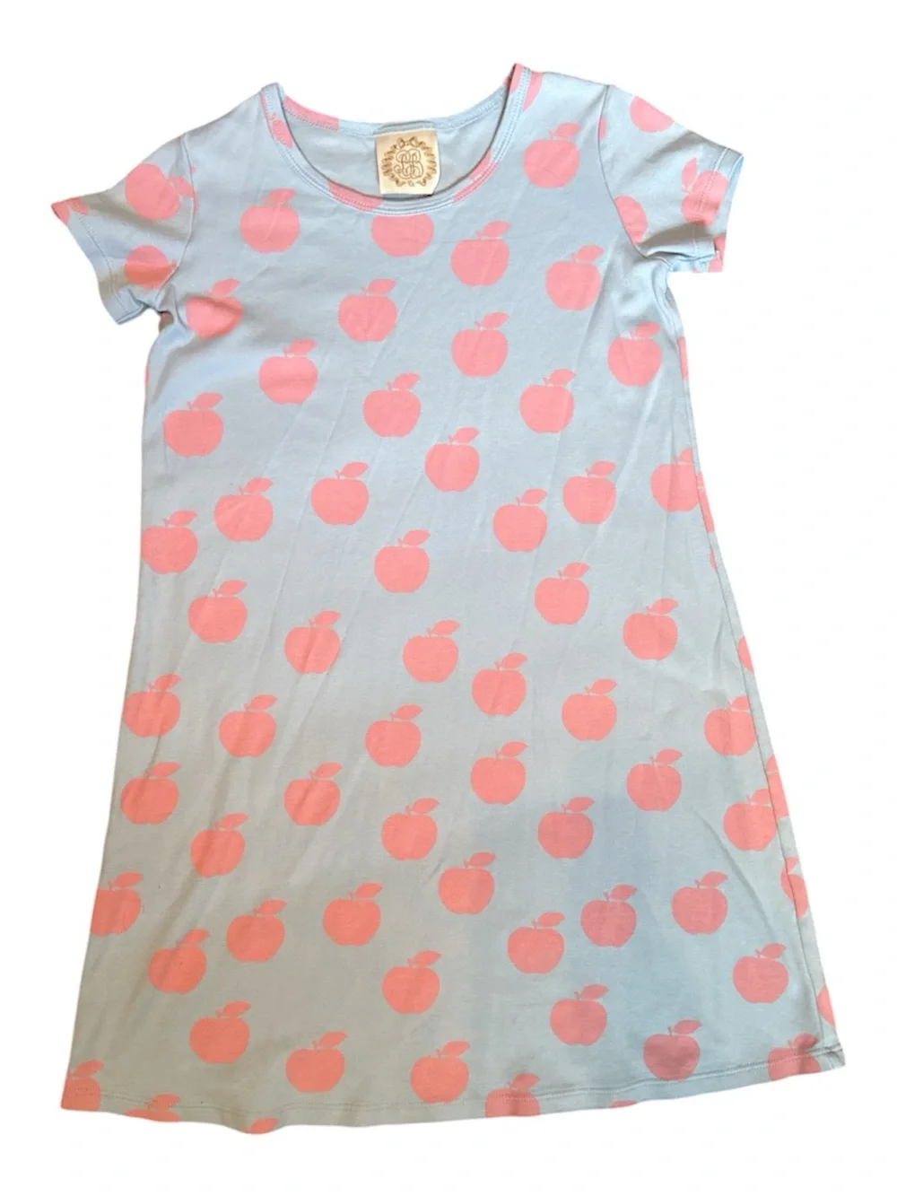 The Beaufort Bonnet Company Girls Polly Play Dress with Pink Apple Print